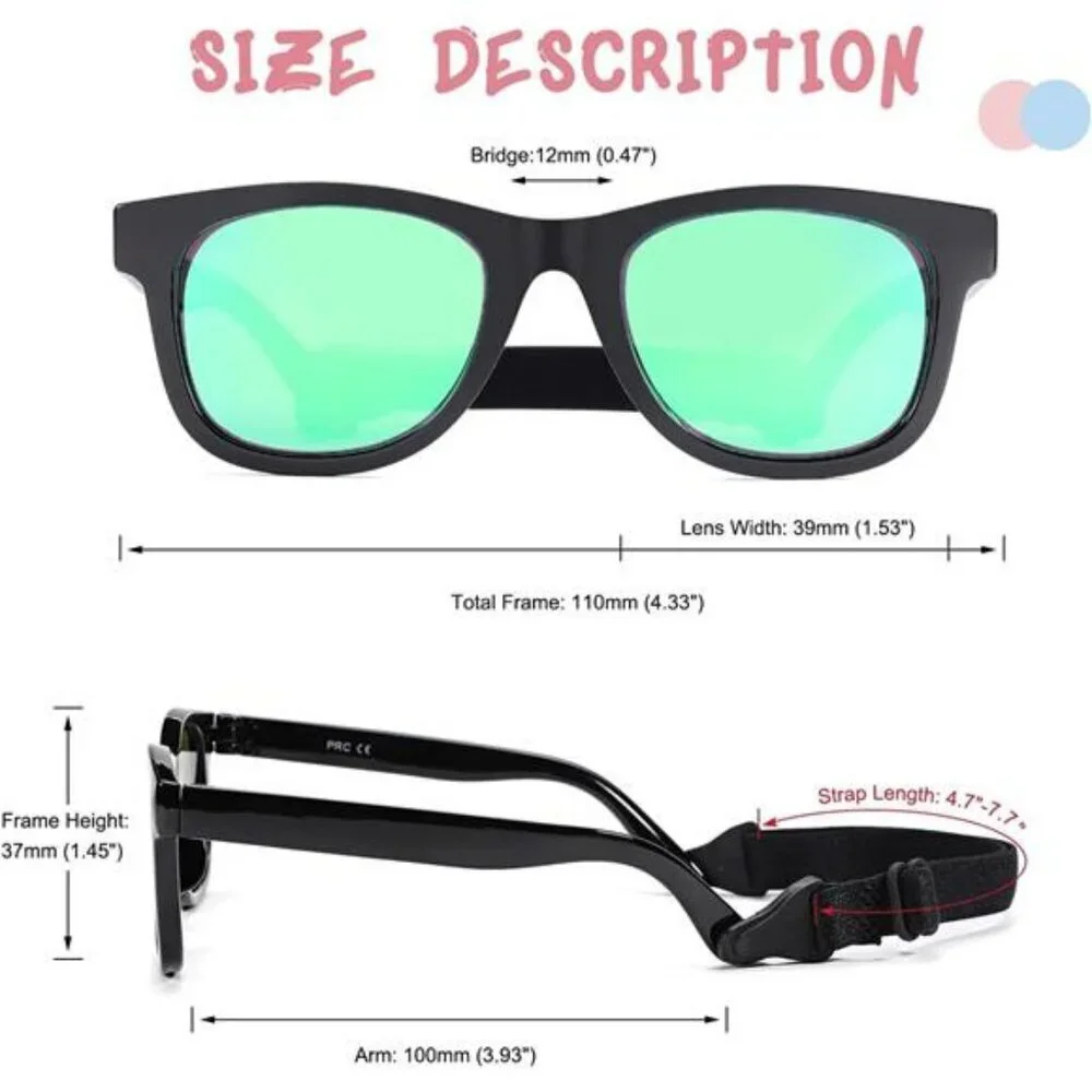 Polarized Baby Sunglasses Infant Toddler Flexible Strap Unbreakable UV